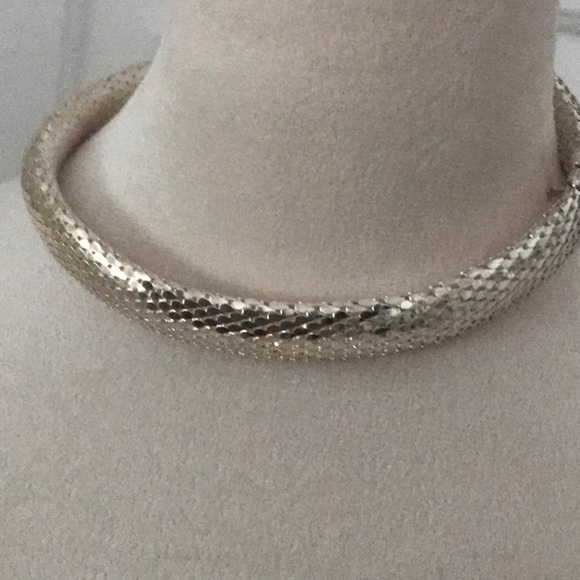 Silver Textured Choker Necklace - Picture 3 of 6